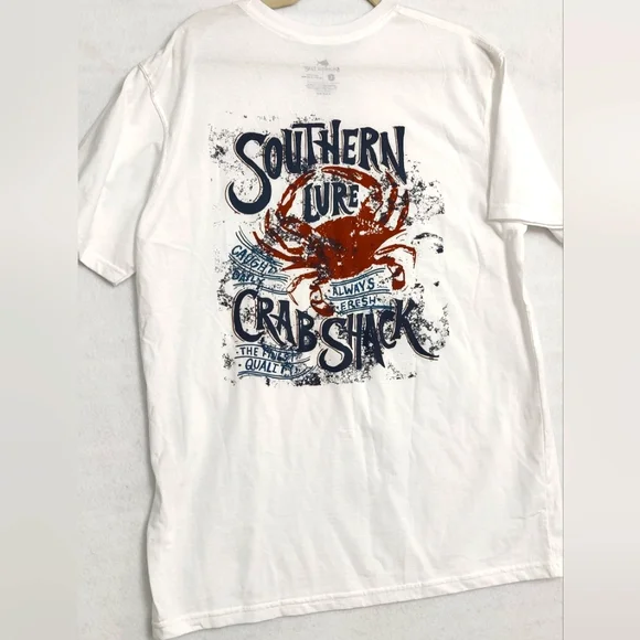 Southern Lure Mens Size Large TShirt Crab Shack Graphic White - Picture 2 of 6